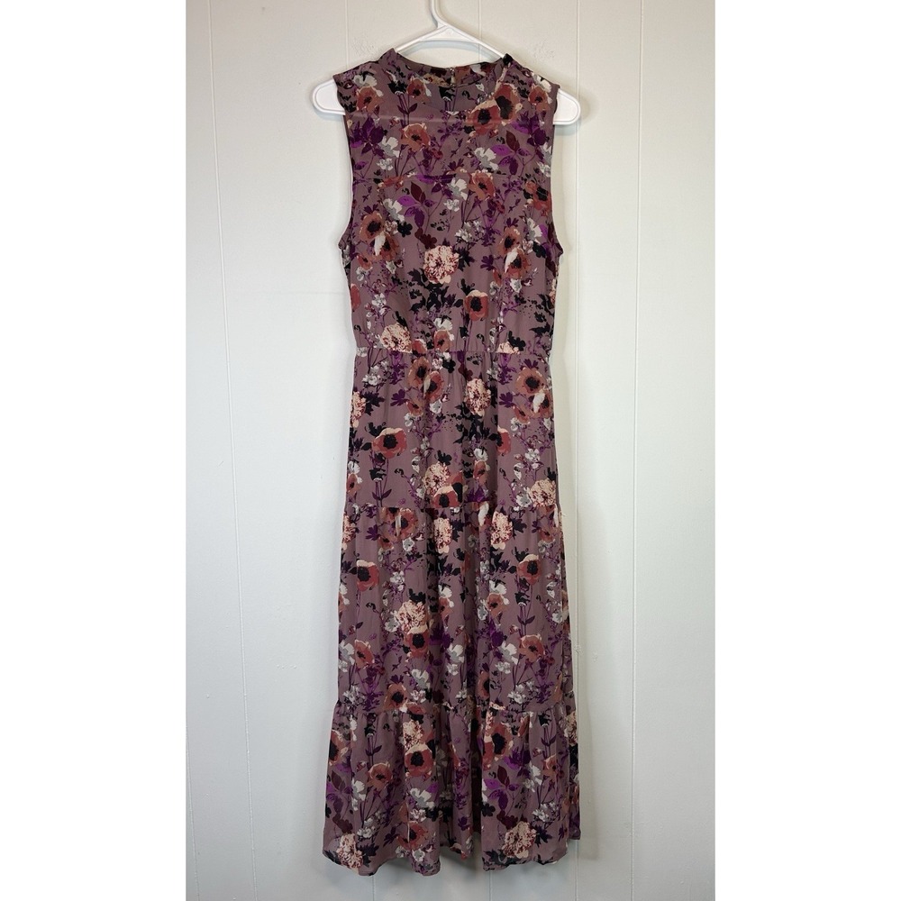 Lulus Women's Size Medium Sleeveless Midi Dress Mauve Floral Romantic 273